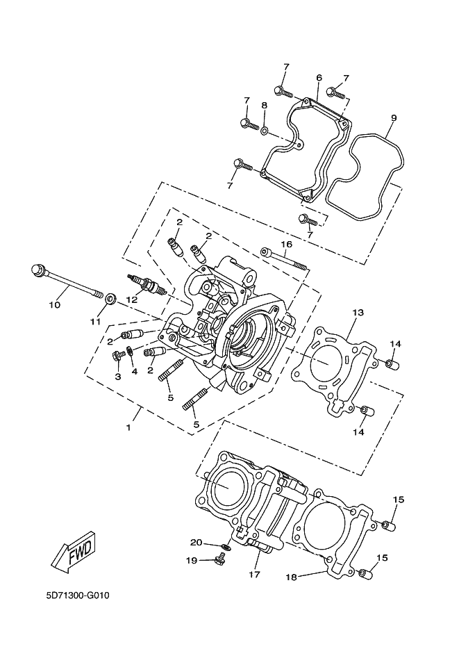 14&15 Pion centrage cylindre Yamaha YZF R 125 Ph1
