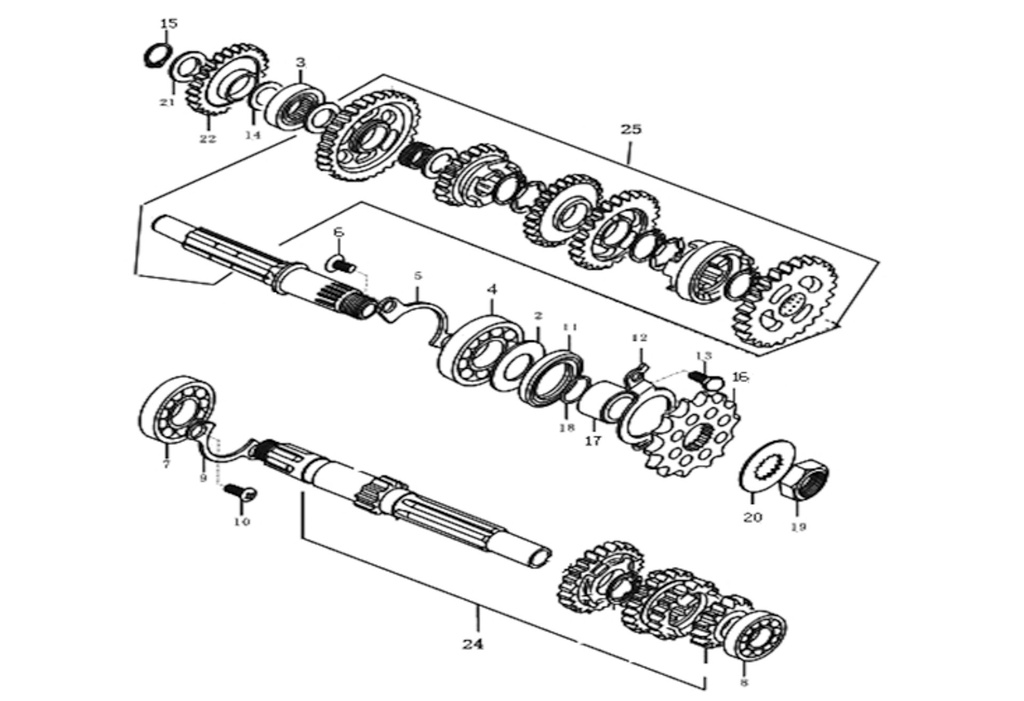 25 Mash 125 gearbox secondary shaft
