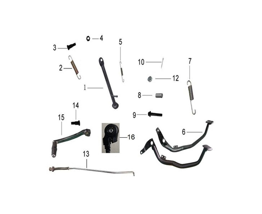 6 or 9 Black brake pedal Mash 70 - 75 - B7 - Cafe Racer - DT - Scrambler 125