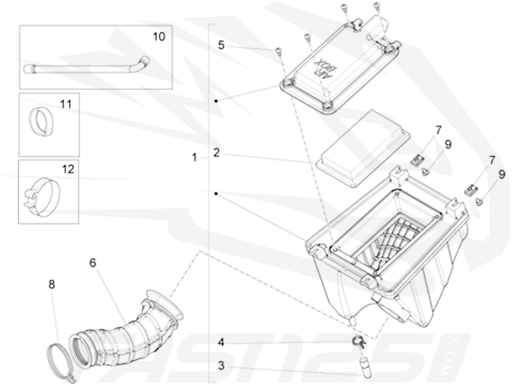 1 Scatola filtro completa 125 Aprilia RS4 - RS