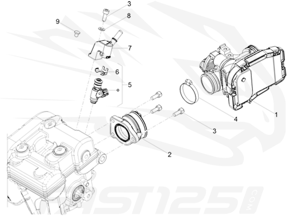 7 Aprilia RS4 - suporte de trilho injetor RS 125