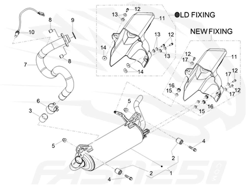 2 Silentbloc Schalldämpfer 125 Aprilia RS4 - RS