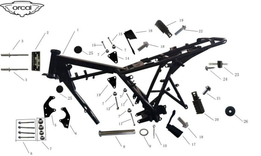 18 Parafuso de suporte de apoio de pés orcal m12 × 32