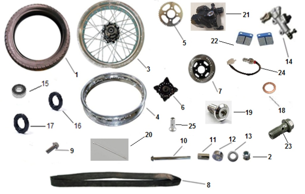 10 eixo da roda da motocicleta Orcal 15 × 294 mm