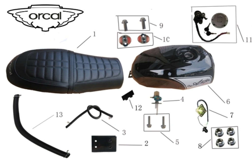 12 Rubber ar tank Orcal motorcycle