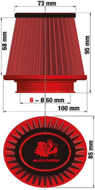 Malossi Red filter E18 YZF R125 - R125 - MT125 - XSR125