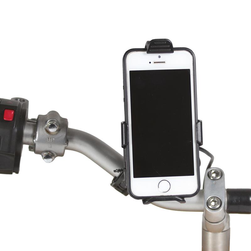 Supporto per smartphone regolabile da fissare al manubrio della moto + caricatore Chaft
