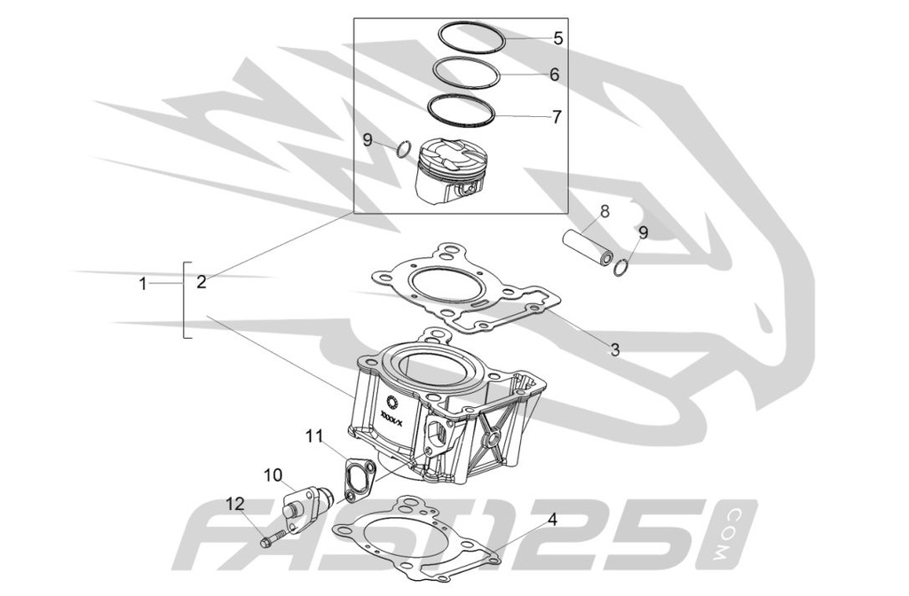 2 Complete Piston Kit 125 Aprilia - 125 Orcal - 125 FB Mondial