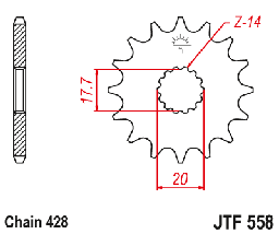 [F55817] JT pignon sortie boite Kawasaki Z125 - Ninja 125 17 dents